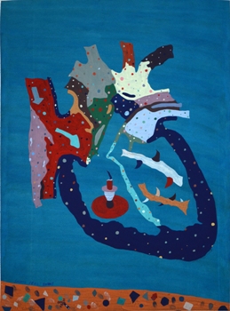 Painting by Savio Peres, Mixed media on Paper, 29.5 X 22 inches